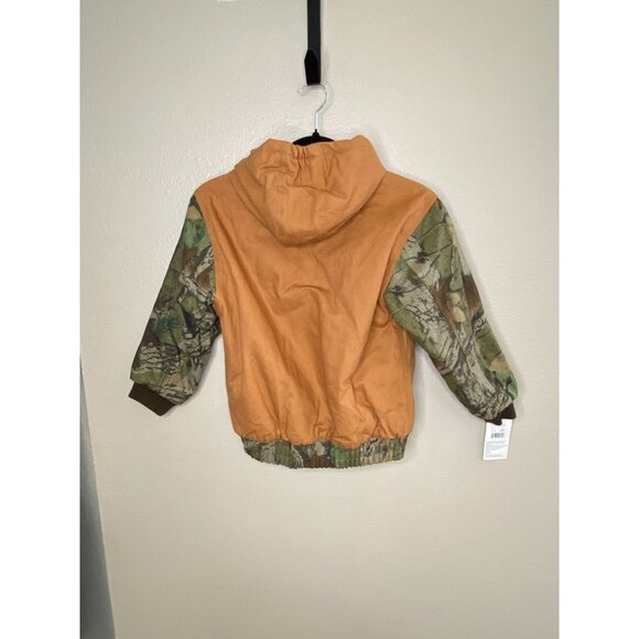Outdoor Habitat Boys Camo Jacket Hooded 7T Cotton Shell Orange/Camo Full Zip NEW - Picture 3 of 7